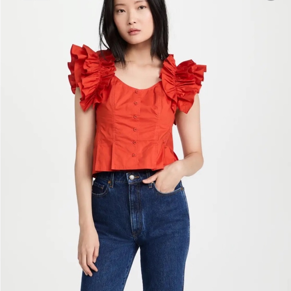 Ulla Johnson NWT Milla Top Nasturtium Puff Ruffled Sleeve Size 8